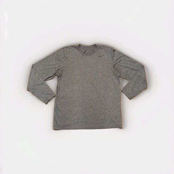 Nike Dri-FIT Long Sleeve Shirt Mens Large Gray Athletic Training Gym Workout - Picture 1 of 7